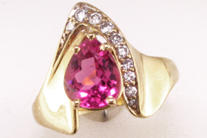 Pink Tourmaline & Diamond Ring