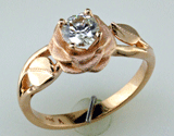 Custom Rose Gold Engagement Ring with Rose