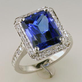 Custom Tanzanite & Diamond Ring