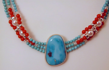 Turquoise, Pearl, & Coral Necklace