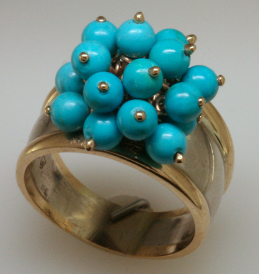 Custom Turquoise Pom-Pom Ring