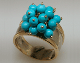 Custom Turquoise Pom-Pom Ring