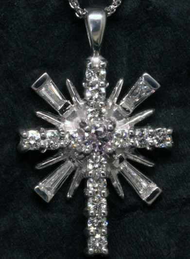 14kw Diamond Cross Pendant