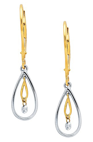 14k tt Shimmering Diamond Earrings