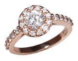 14k Rose Diamond Halo Ring