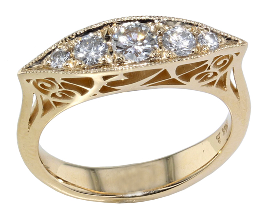 Nouveau-Style Diamond Ring