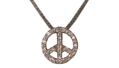 14kw Diamond Peace Sign Pendant