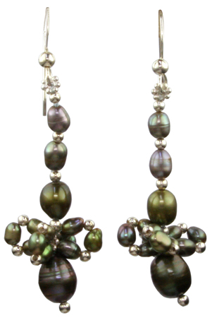SS Dyed Cultured Pearl Earrings