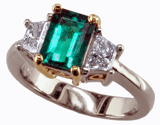 18kw Emerald and Diamond Ring