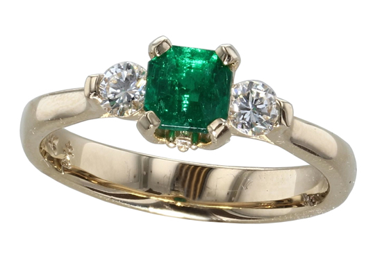 14ky Emerald + Diamond Ring