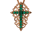 14ky Emerald Sunrise Cross Pendant