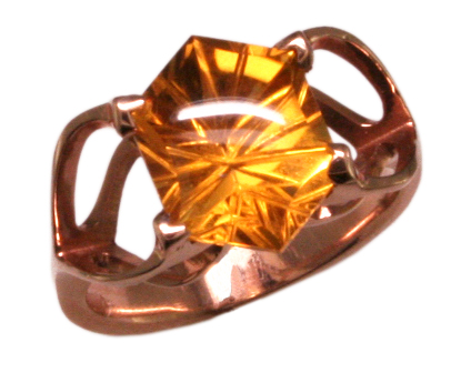 14k Fantasy-Cut Citrine Ring