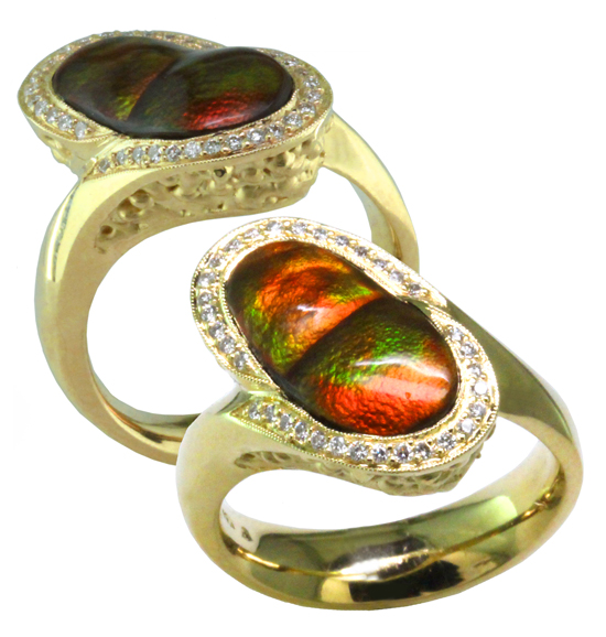 Fire Agate & Diamond Ring