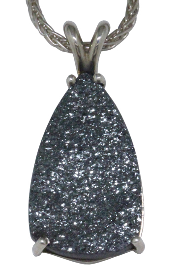 SS Hematite Drusy Pendant