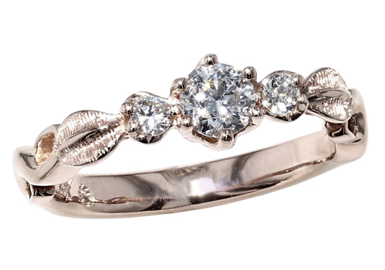 Leafy Three-Stone Ring