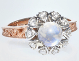 14k Moonstone + Diamond Ring