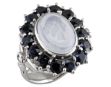 Moonstone Intaglio + Sapphire Ring