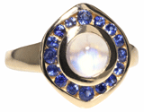 14k Moonstone + Sapphire Ring