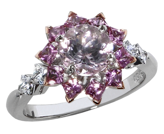 Vintage Morganite + Sapphire Ring