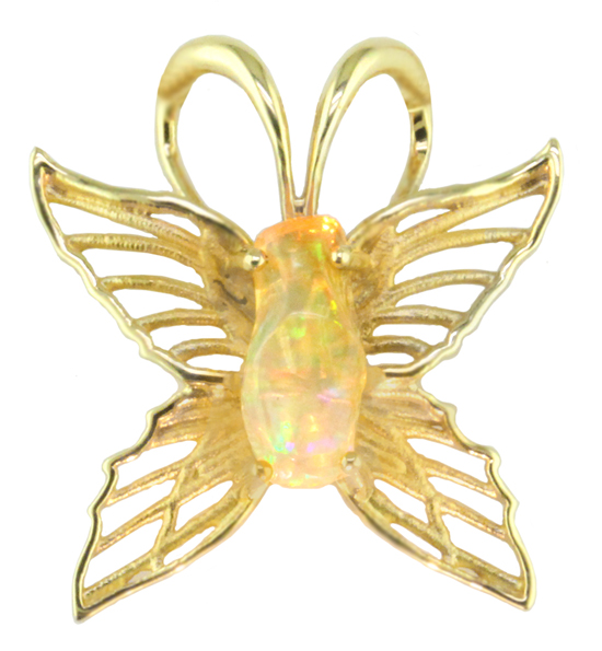 14ky Opal Butterfly Pendant