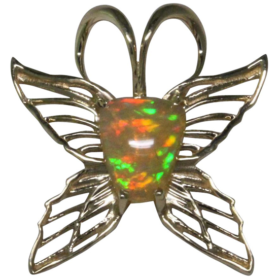 14ky Opal Butterfly Pendant