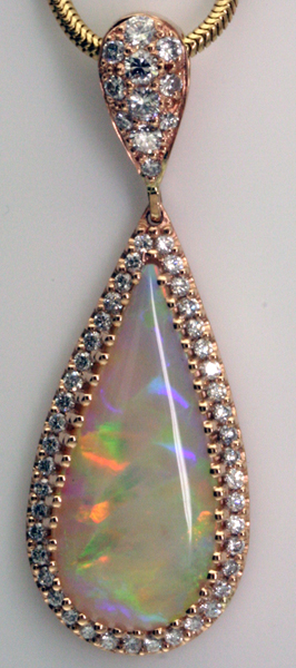 14k Opal & Diamond Pendant