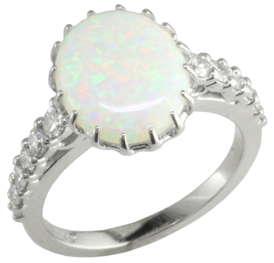 14kw Opal & Diamond Ring