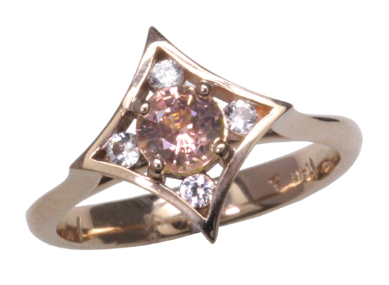 Peach Sapphire Star Ring