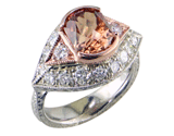Peach Zircon & Diamond Ring