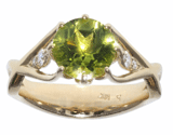 14k Peridot & Diamond Ring