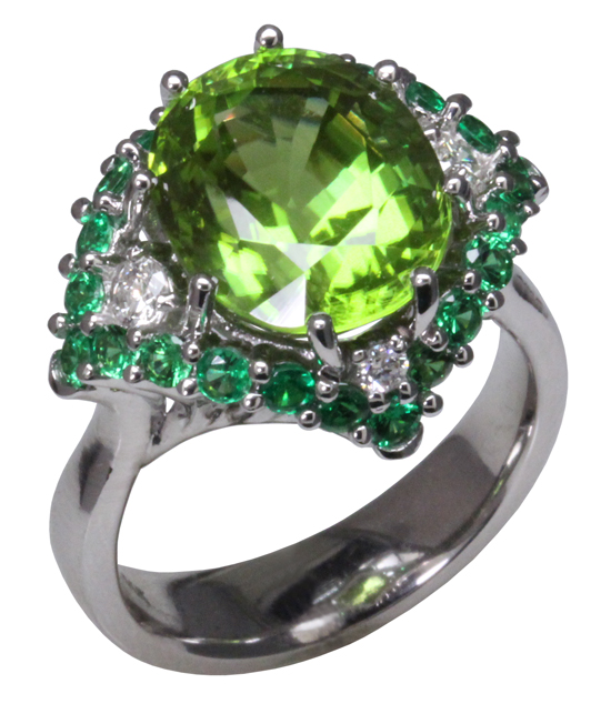 14kw Peridot & Tsavorite Garnet Ring