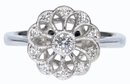 14kw Petite Diamond Halo Ring