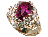 Rubelite Tourmaline + Diamond Ring