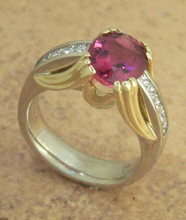 Rubelite Tourmaline & Diamond Ring