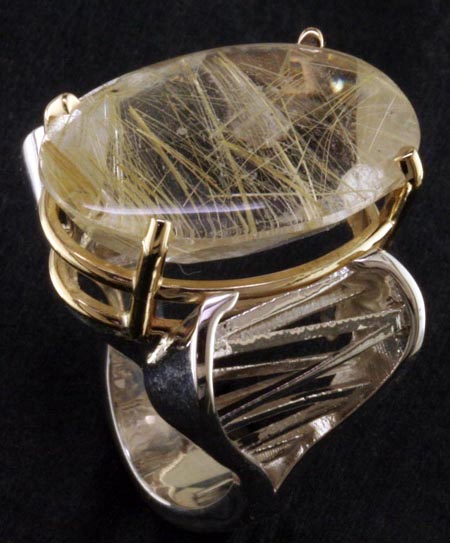 SS/14ky Rutilated Quartz Ring