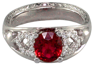 18kw Spinel & Diamond Ring