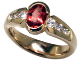 14k Sunstone & Diamond Ring