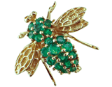 Vintage Emerald Bee Pin