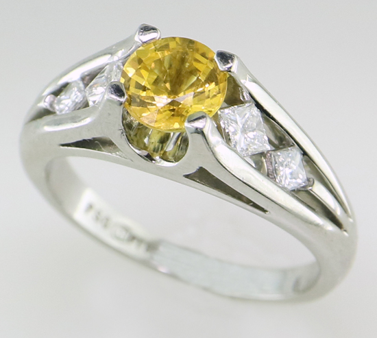 Vintage Yellow Sapphire + Diamond Ring