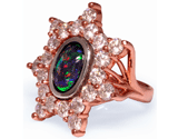 Water Opal Diamond Star Ring