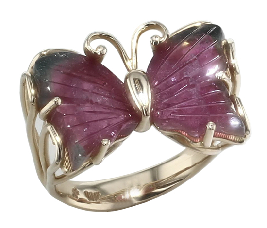14ky Tourmaline Butterfly Ring