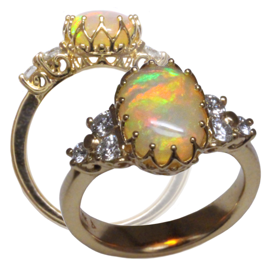 14ky Opal & Diamond Ring
