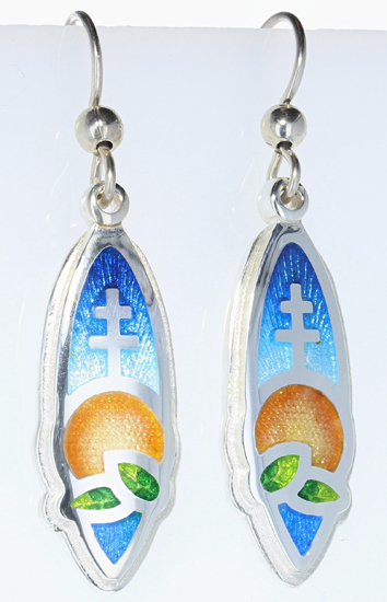 Technicolor Orange Sunrise Raincross Earrings